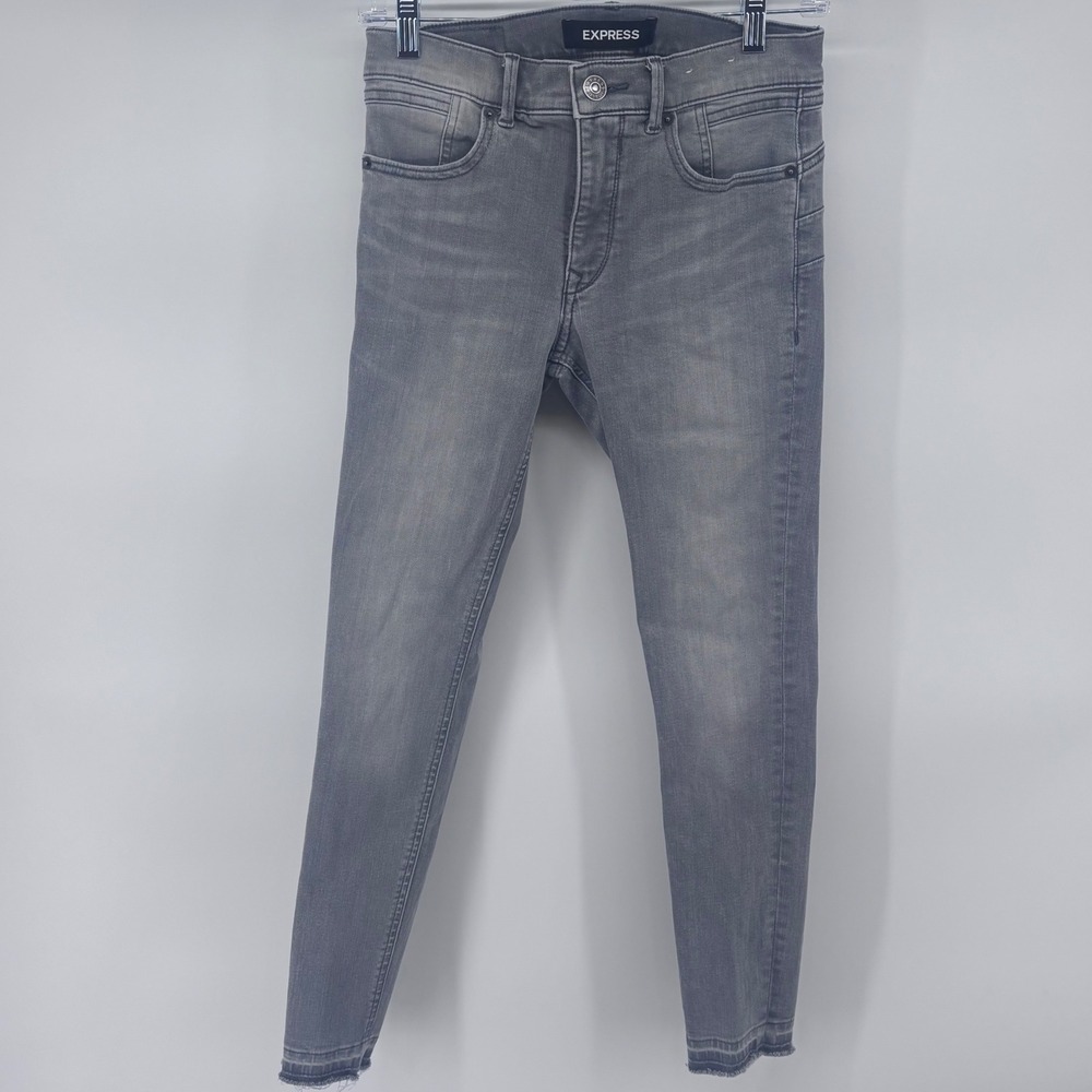 Express Denim Perfect Lift Ankle Legging Mid‎ Rise Gray Wash siz 4, 26" inseam